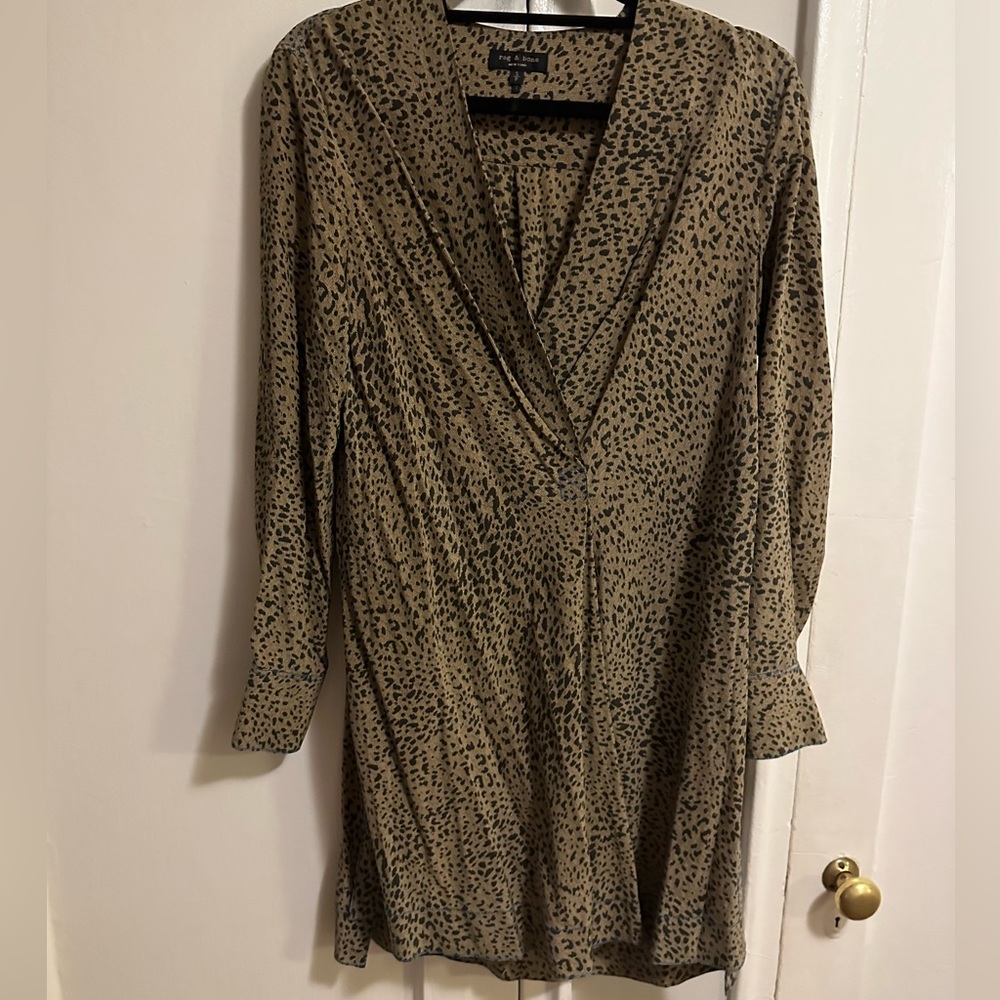 Rag & Bone Long Sleeve V-neck Animal Print Dress - Size Small - Picture 2 of 7